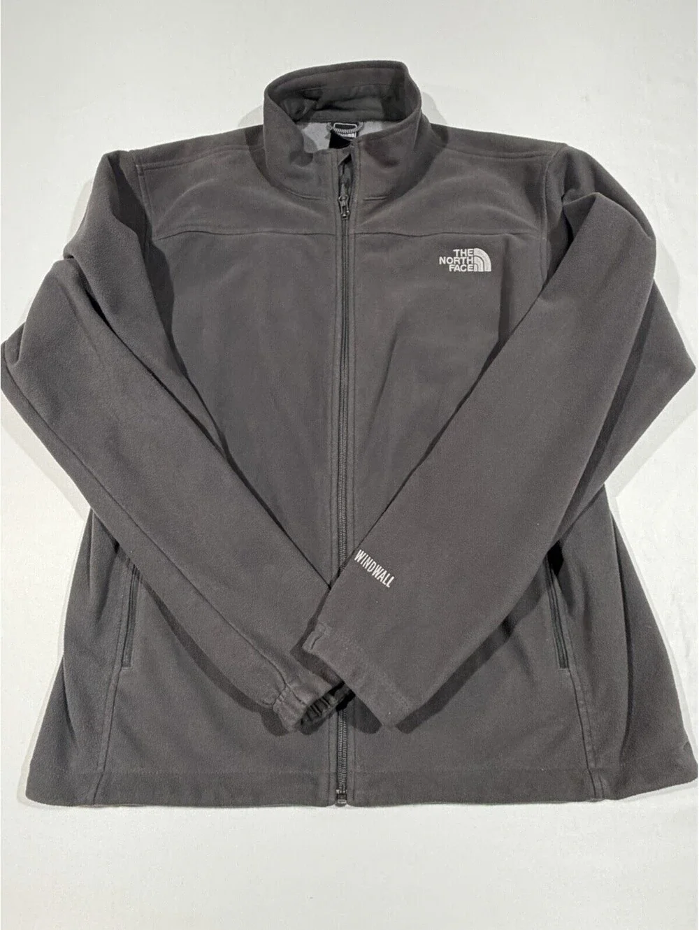 The North Face WindWall Fleece Jacket Mens XL Gray Full Zip Outdoor Hiking